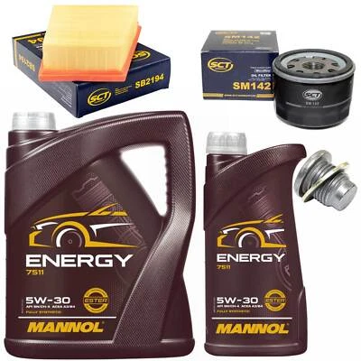 MANNOL Motoröl Filter Set 5W-30 6 Liter + Ölablassschraube für Renault Megane II Scenic