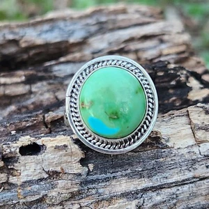 Navajo Daniel Benally / Running Bear Sonoran Gold Turquoise Ring SZ 8 - Picture 1 of 6
