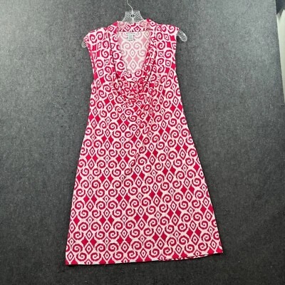 Vestido Tommy Bahama Bihimi Ikat para mujer pequeño rojo blanco geométrico elástico Foto 1 de 4