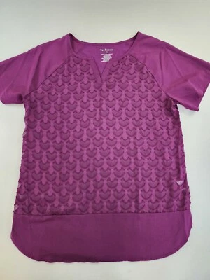 Van Heusen Mujer M Manga Corta Raglán Borgoña Encaje Sobre Lay Dobladillo Redondo Foto 1 de 4