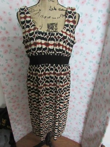 TIANA B, WOMEN'S BROWN/BLACK POLY SLEEVELESS GEOMETRIC CAREER DRESS, SIZE M - Picture 1 of 6