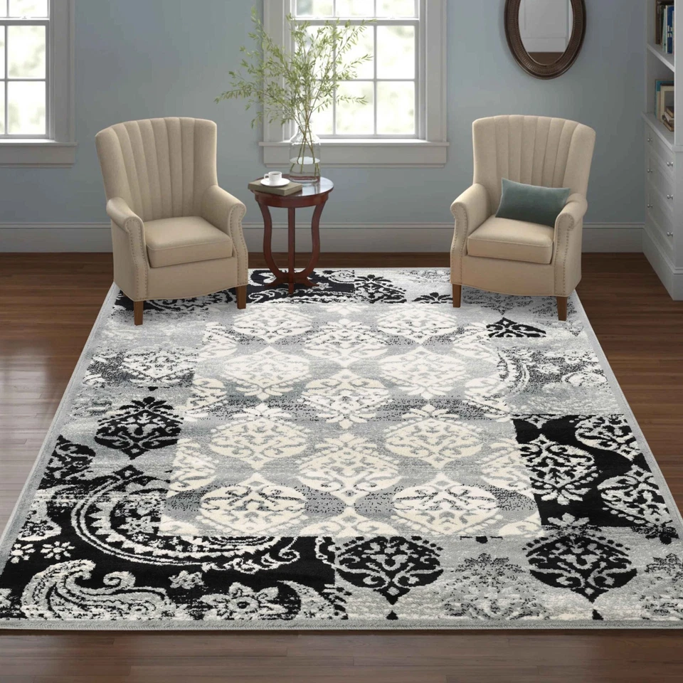 Mystique Modern Geometric Damask Ornamental Colorfast Indoor Area Rug or Runner - Image 1 of 1