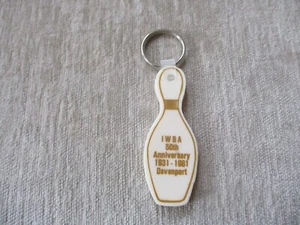 Vintage Bowling Pin Keychain IWBA Anniversary 1981 Davenport Iowa - Picture 1 of 6