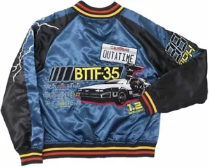 Chaqueta de satén Back to the Future bordada Sukajan talla L Japón limitada FS - Imagen 1 de 6