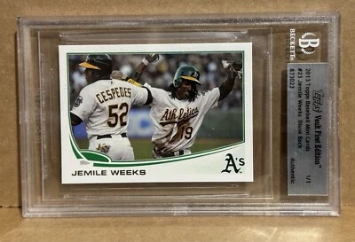Jemile Weeks Yoenis Cespedes 2013 Topps Vault 1st Ed Mini Blank Blank #1/1 BGS - Image 1 of 2