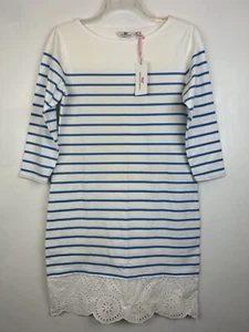 Vineyard Vines Kleid XS Spitzensaum gestreift blau weiß maritim adrett neu - Bild 1 von 10
