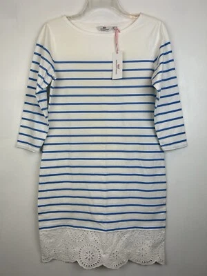 Vestido Vineyard Vines XS Dobladillo de Encaje Rayas Azul Blanco Náutico Preppy Nuevo Foto 1 de 4