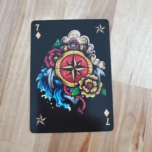 COMPASS - SEVEN of DIAMONDS - Epic Tattoos Playing Card - Picture 1 of 3