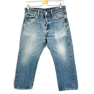 Levi's 501 Classic Straight Leg Button Fly Jeans Boho Unisex High Rise 34 SÄUMT - Bild 1 von 13