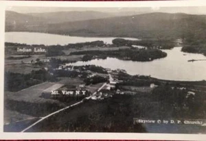 Dwight Kirche 5 $ - FOTO - CO Echtfoto Postkarte Skyview Indian Lake & Mt. Ansicht, NY - Bild 1 von 4