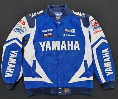 Yamaha Racing Jeff Hamilton Design  Mens Blue Cotton Embroidered Jacket Size M  - Image 1 of 4