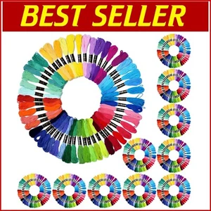 500 Skeins Rainbow Embroidery Floss - 10 Packs of 50 Vivid Colors for Crafts - Picture 1 of 9
