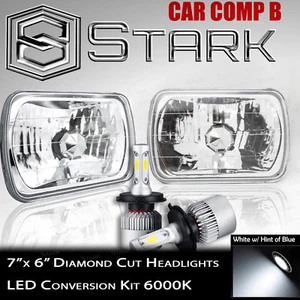 H6054 H6052 H6014 Head Light Glass Diamond Housing Lamp Chrome - 7x6 LED 6K (A) - Bild 1 von 1