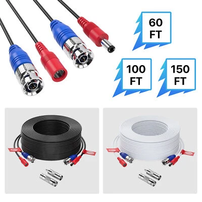 ZOSI 4PCS 60FT/100FT/150FT BNC Video Power Cable for Security Camera System - Image 1 of 4