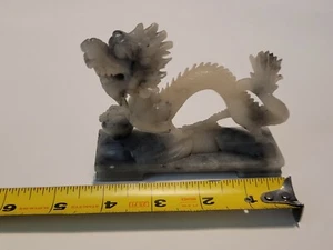 Vintage Jade Soapstone Hand Carved Chinese Dragon 4.25” Incredible Details - Picture 1 of 9