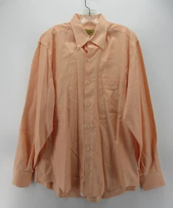 VINTAGE Paul Stuart Shirt Men Large Orange Button Down Herringbone 90s Italy - Picture 1 of 10