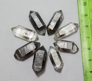 21g 8pcs Tibetan BLACK Phantom QUARTZ Crystal Terminating Specimen - Picture 1 of 6