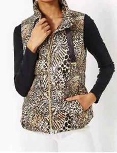 Lilly Pulitzer Pembrooke Lite Down Vest Size Medium Walk On The Wildside Leopard - Picture 1 of 9