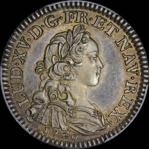 1720 ECU FINEST @ NGC & PCGS SP64 1720 1/3 ECU FRANCE MAZ-2227A UBER-TONED LXV - Picture 1 of 7