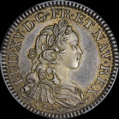 1720 ECU FINEST @ NGC & PCGS SP64 1720 1/3 ECU FRANCE MAZ-2227A UBER-TONED LXV   - Image 1 of 4