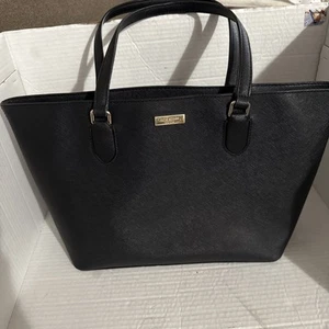 Kate Spade New York Black Leather Large Tote Carryall Shoulder Bag - Picture 1 of 7