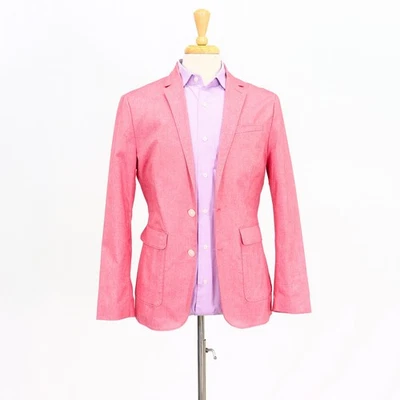 Express 36R Pink Sport Coat Blazer Jacket Solid 2-Button Cotton Blend - Image 1 of 4