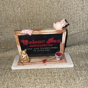 Peter Fagan Werbung Farbkasten Miniaturen Tafel mit Teddy & Katze 1986 - Bild 1 von 9