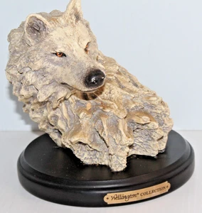 Vintage Wild Wolf Skulptur aus der Wellington Collection ca. 8 Zoll groß auf Holz - Bild 1 von 11