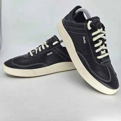 Womens OluKai Leather Trainer Sneakers Casual Comfort Lace Up Shoes Black Size 9 - Image 1 of 4