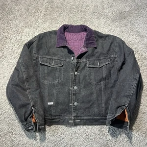 Vintage 1990s Marithe Francois Girbaud Denim Black Trucker Y2k Reversible XL BOX - Picture 1 of 15