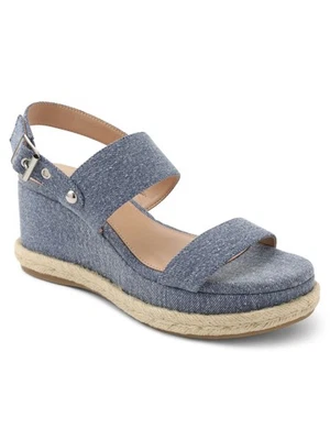 BCBGENERATION Mujer Azul Denim 1" Plataforma Allia Cuña Cuero Sandalia 11 M Foto 1 de 4