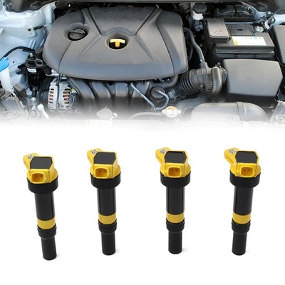4Pcs Yellow Ignition Coil UF651 For Hyundai Elantra Tucson For Kia Forte Soul - Image 1 of 4