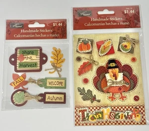 Ernte Erntedank Herbst Herbst Handarbeit Scrapbooking Aufkleber Truthahn Kürbis 3D - Bild 1 von 5