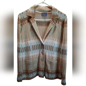 Pendleton Sweater Women's MP Tan Patterned Linen Blend Preppy Classic - Picture 1 of 13