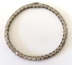 Stunning Real 14K White Gold Diamond Tennis Bracelet 7" Modern 3.36 TCW 3.6 mm - Picture 1 of 15