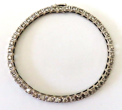 Impresionante Brazalete Tenis Diamantes Oro Blanco 14K Real 7" Moderno 3.36 TCW 3.6 mm Foto 1 de 4
