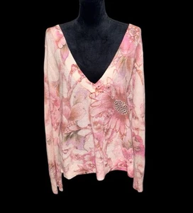 Maglione scollo a V stampato Anthropologie The Dreamer taglia XL - Foto 1 di 9