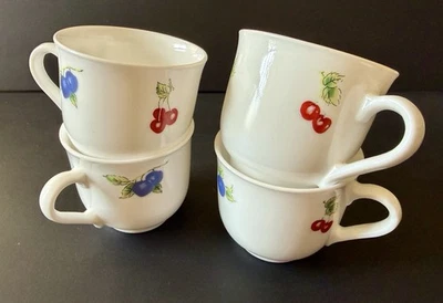 4 TAZAS DE TÉ DE CAFÉ MARTHA STEWART TODOS LOS DÍAS Ciruelas y Cerezas Hechas en Francia Foto 1 de 4
