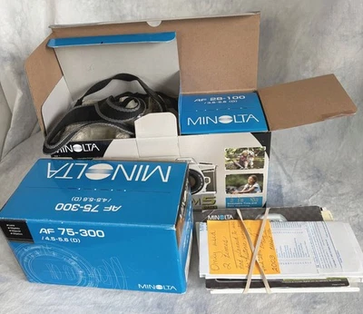 Minolta Maxxum 5 35mm SLR Film Camera, 2 Lens, AF 28-100 / AF 75-300 Untested - Image 1 of 4