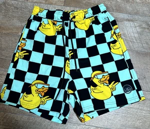 Boys Neff Ducky Swim Trunks Aqua Yellow M Polyester Spandex - Picture 1 of 7