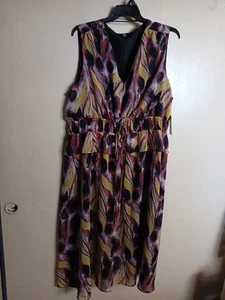 Terra & Sky Damen mehrfarbig Polyester Midikleid gefüttert ärmellos Gr. 4X Neu mit Etikett - Bild 1 von 6