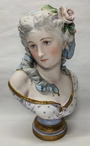 Read Antique Albert Carrier Porcelain Bisque Lady Woman Bust French Sevres Style - Picture 1 of 22
