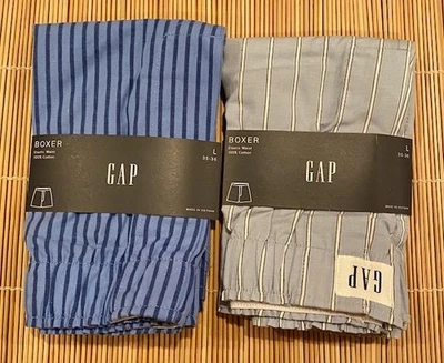 GAP 2 пары мужчин боксера эластичный пояс 100% хлопок синяя полоса вы выбираете размер - Изображение 1 из 2