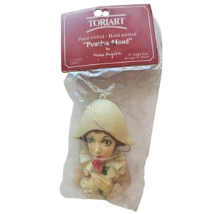 Vintage Toriart Hand Crafted Ornament "Pensive Mood" By Mira Fujira ANRI Italy - Picture 1 of 5