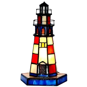 L11005 Lighthouse Tiffany Style Stained Glass Accent Table Lamp Night Light f... - Picture 1 of 5