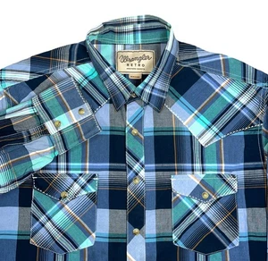 Wrangler Retro langärmliges geknöpftes Westernhemd mit Perlendruckknopfmuster für Herren Large - Bild 1 von 16
