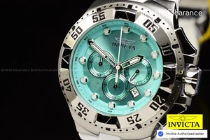 Invicta Men Excursion 50mm Chronograph Turquoise Dial White Silicone Strap Watch - Picture 1 of 8