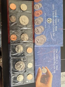 1991 United States Mint Uncirculated 10 Coin Set P & D W/ COA Original Envelope - Picture 1 of 8