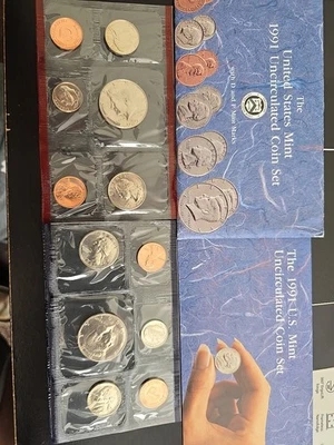 1991 United States Mint Uncirculated 10 Coin Set P & D  W/ COA Original Envelope - Image 1 of 4