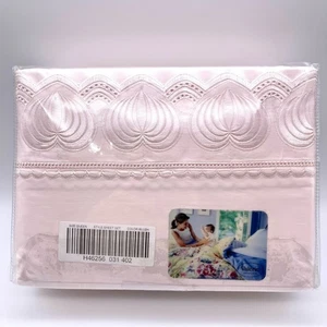 Valerie Interiors Blush Pink Scalloped Embroidered Edge Queen Sheet Set - New - Picture 1 of 6